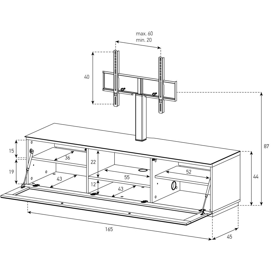 Sonorous STA161I Schwarz, Klappe IR-Glas Schwarz, Sockel